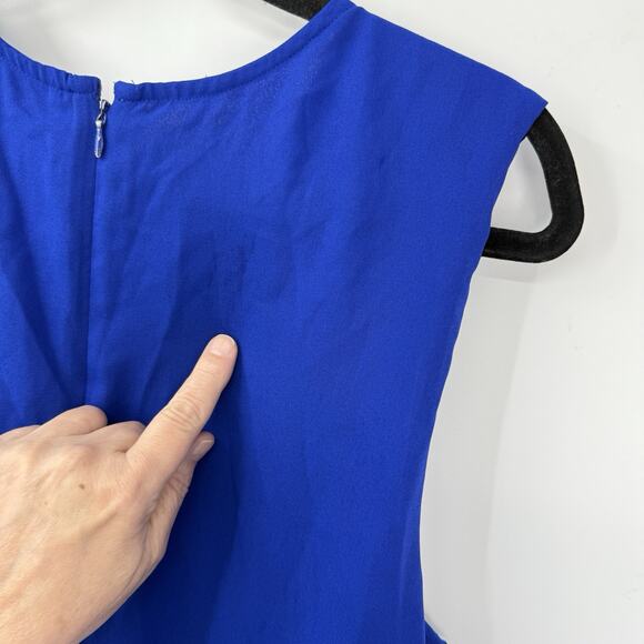 Liz Claiborne Chiffon Sleeveless Top size XL Colbalt Blue Pleated Roundneck - Picture 4 of 10